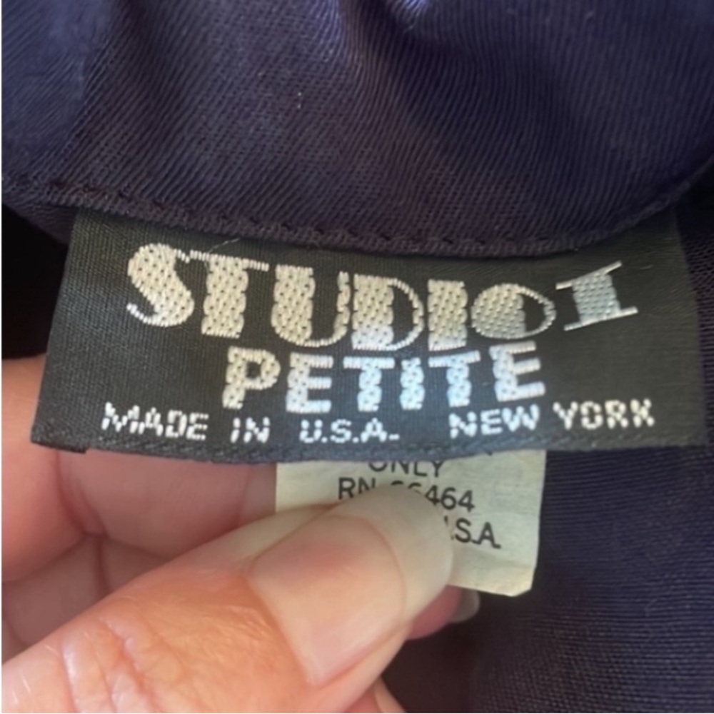 Vintage StudioI Shirt Dress Navy Blue Collar Utility Button Down 80s USA Pockets - Picture 4 of 17